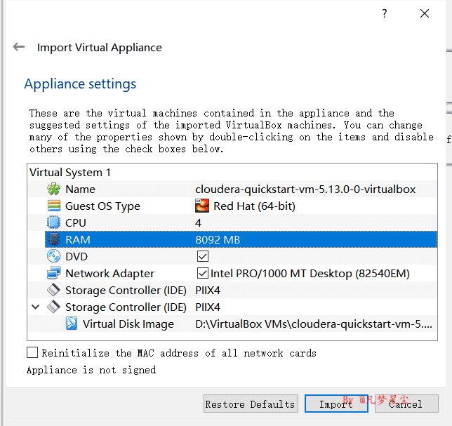 导入QuickStart VM 导入QuickStart VM